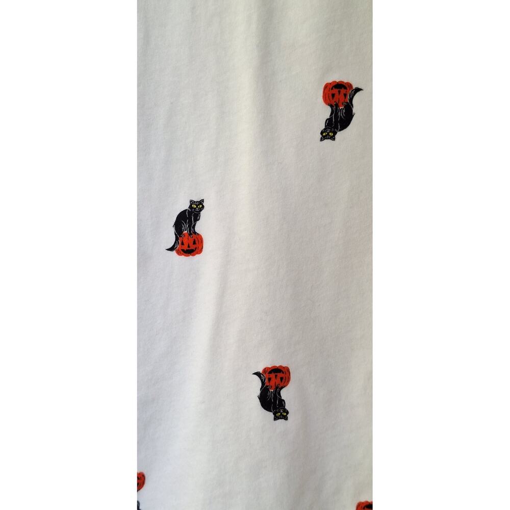 Old Navy Women's Halloween Black Cat Pumpkin 100% Cotton White T Shirt XXL - Picture 3 of 10